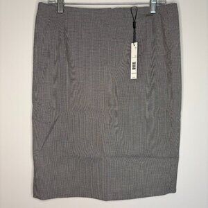 T TAHARI NEW Women 10 Skirt Black White Houndstooth Lined Knee Length